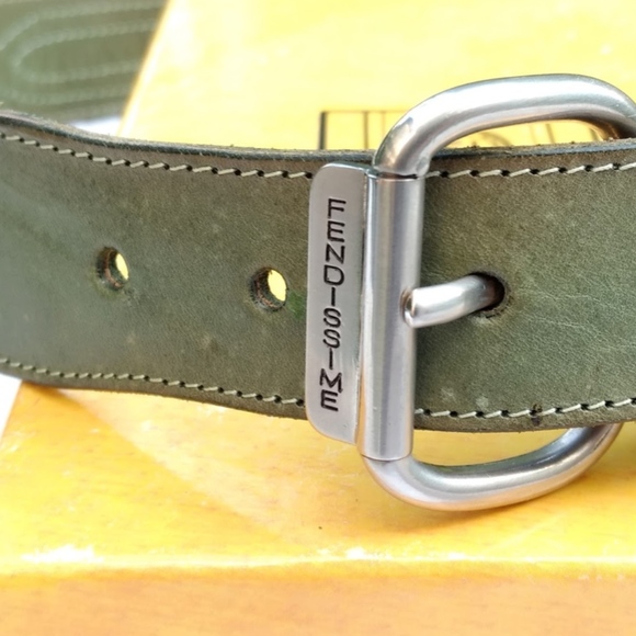 Vintage Fendi Fendissime Green Leather Belt- Small main image 6